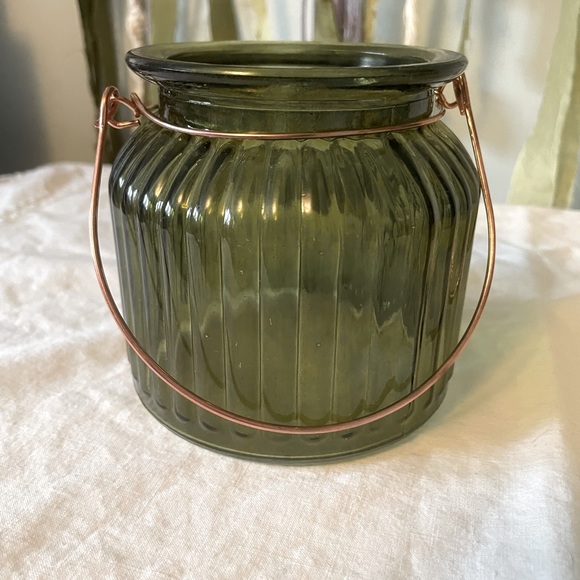 Set of Two Vintage Green Translucent Candle Holder/Dish - Picture 2 of 6